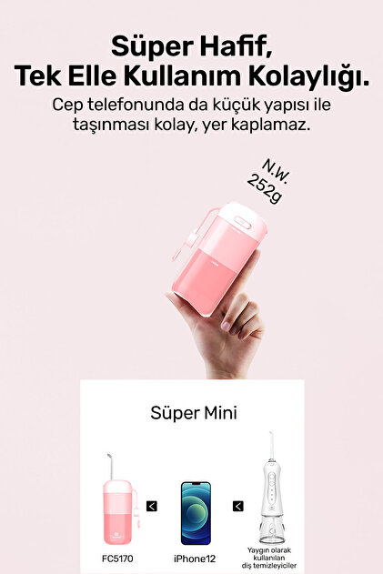 NPO Nicefeel FC5170 Mini Taşınabilir,Şarjlı, Diş Teli/Protez Bakım