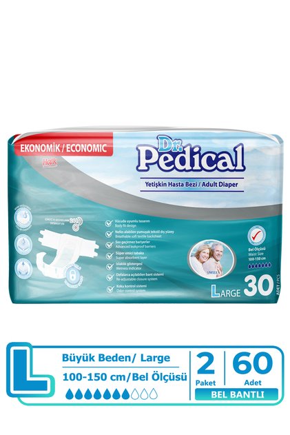 Dr.pedical Yetişkin Hasta Bezi Large Beden Bel Bantlı 60 Adet