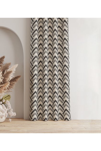 Modern Pattern Velvet Fabric, Printed Background Curtain – Single Wing – Cornice and Rustic Matching