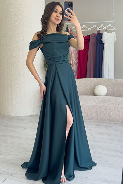 off saks evening dresses Seraphine Off-Shoulder Layered Ruffled Long Chiffon Evening Dress