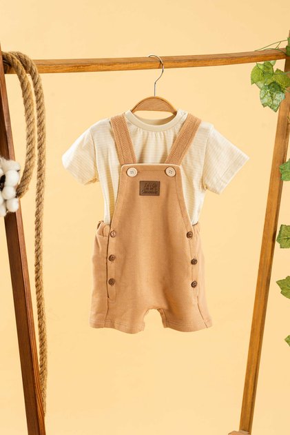Girl Boy Baby Kids Natural 2-Piece Jumpsuit Set Natural Cotton Trend Fashion Bottom Top Set