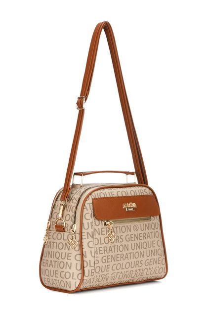 Women's Three Compartment Daily Beige Hand and Shoulder Bag