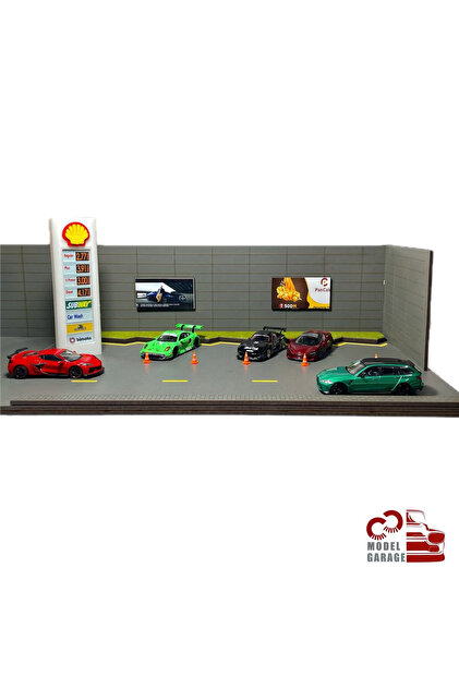 ÜRETİM 1/64 Ölçek Shell Benzinlik Diorama Otopark Diecast Model