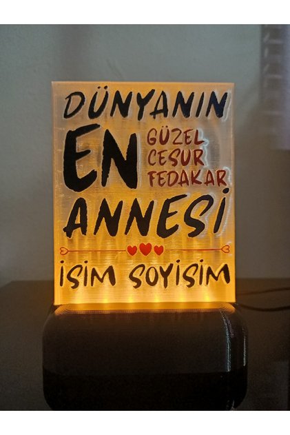 Anneye Özel Hediyelik Kişiselleştirilebilir Dekoratif Led Lamba M4 Amber Işıklı