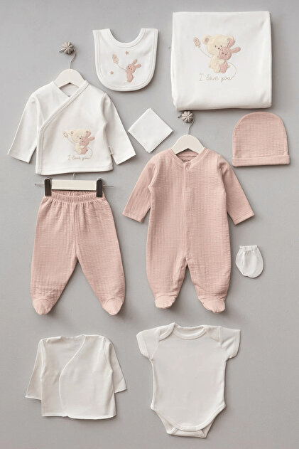 Baby Maa 10 Parça Unisex Yenidoğan Hastane Çıkış Seti – Pamuklu