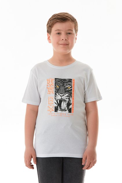 100% Cotton Tiger Printed Boy's T-Shirt