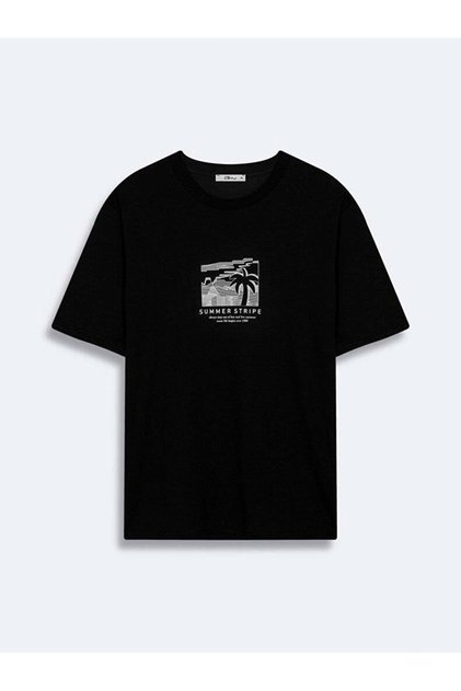 Sezono Men's Crew Neck Short Sleeve Regular Black T-Shirt 1225841796089