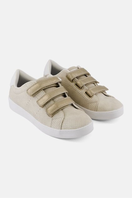 Women Velcro Closure Shoes, Beige