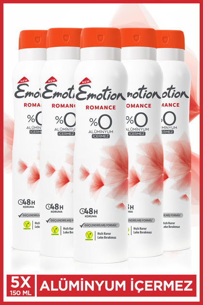 Romance Kadın Alüminyumsuz Vegan Deodorant 5x150 Ml Hızlı Kurur, Leke Bırakmaz