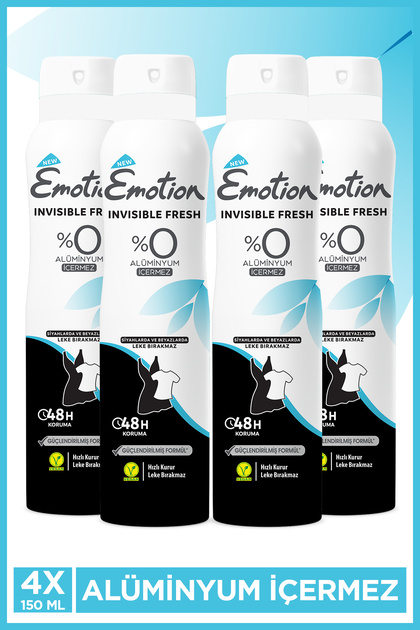 Invisible Fresh Kadın Alüminyumsuz Vegan Deodorant 4x150 Ml Hızlı Kurur, Leke Bırakmaz