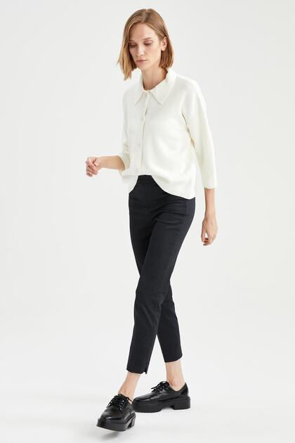 Sigaret High Waist Straight Leg Satin Trousers