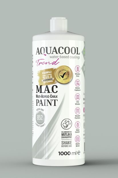 Aquacool Trend M.a.c Su Bazlı Akrilik Boya 852 Açık Gri 1000 ml - 1