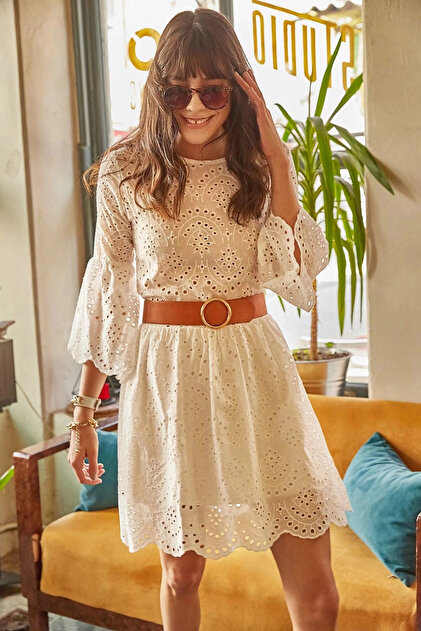 sachin and babi light blue dress Jude Connally White Cap Sleeve Eyelet Embroidered Dress Size Large main image 0