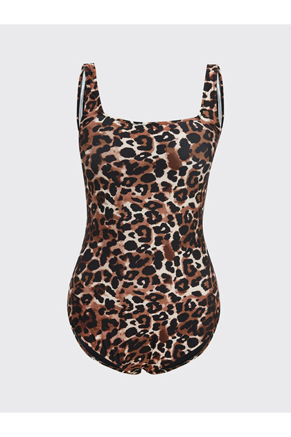 Lcw Dream Brown Leopard Patterned Women's Swimsuit with Removable Pads