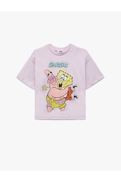 Cotton Sponge Bob Printed Short Sleeve Crew Neck Licensed T-Shirt