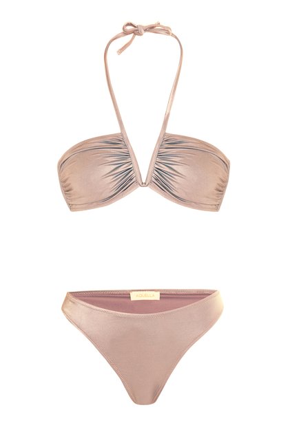 Powder Strapless Bikini Set with V Accessory
