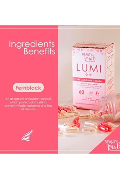Beauty Vault LUMI 24H Glutathione Capsules, 60 Capsules- Trendyol