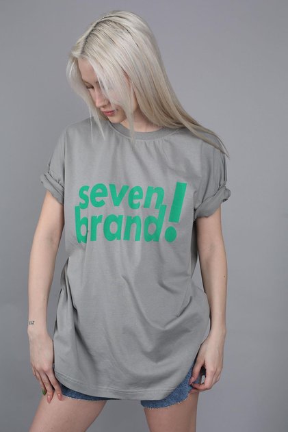 Dyed Gray Printed Oversize T-Shirt Mg1489