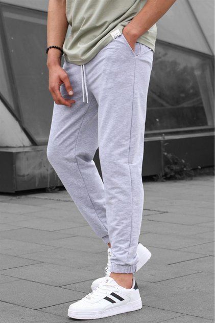 Gray Basic Men's Tracksuit with Elastic Legs 5494