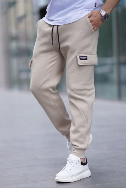 Beige Jogginghose mit Cargo-Tasche für Herren 6526