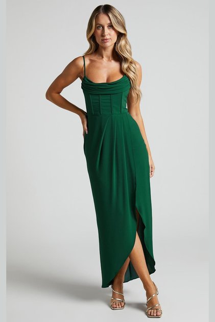 Rochie Degaje verde cu bretele guler MG2022