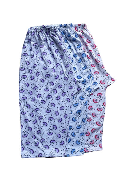 Plus Size Women's Combed Cotton Patterned Below Knee Capri 3-Pack with Net