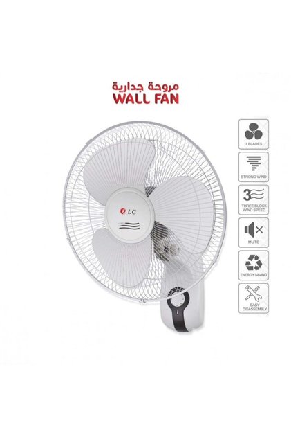 دي إل سي مروحة جدارية - ابيض - DLC-1640W