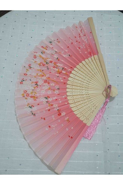 Ahşap desenli yüksek kaliteli Japon bambu yelpazesi