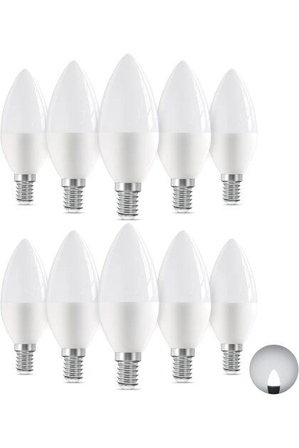 10 Pack Super Bright E14 LED Light Bulb Cool White, White, 7W, for Chandeliers, Wall Lamps, Non-Dimm