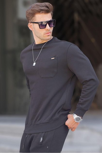Siyah Regular Fit Basic Sweatshirt 6136