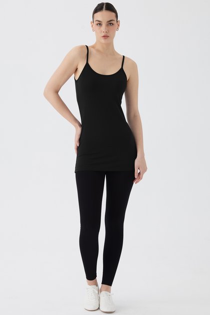 Cotton Lycra Long Women's Undershirt with Rope Straps 2025 - Length That Covers the Hips