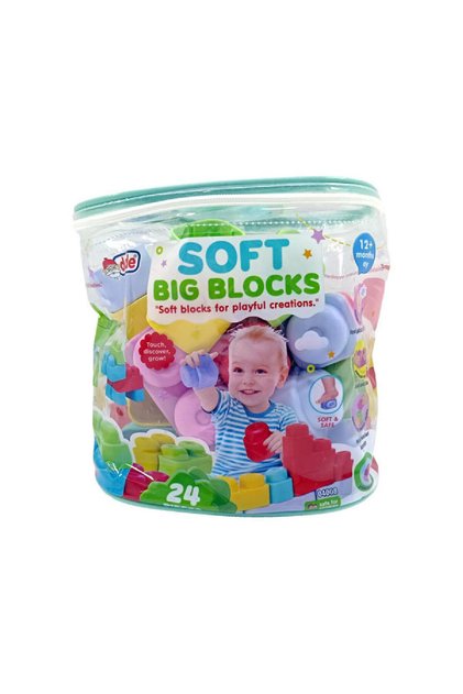 DEDE 04008 YUMUŞAK SOFT BIG BLOKLAR ÇANTA 24 PARÇA
