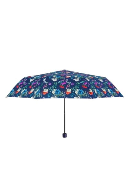 Mini umbrela manuala, Perletti, model floricele, culoare albastra