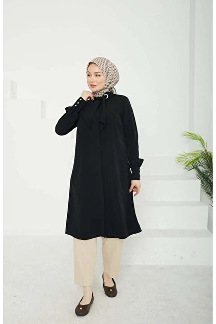 Armine Trend 2025 İlkbahar Yaz Basic Yaka Detaylı Fularlı Gizli