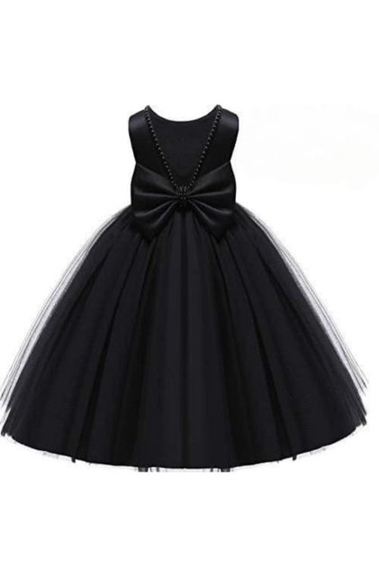 Girl's Black Pearl Design Dress