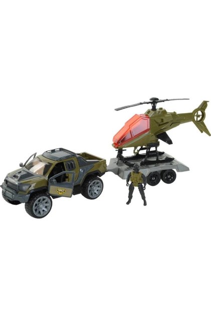 FORCE MATEZ ARMY TRAİLER SET ASKERLİ HELİKOPTER ÇEKİCİ 3+