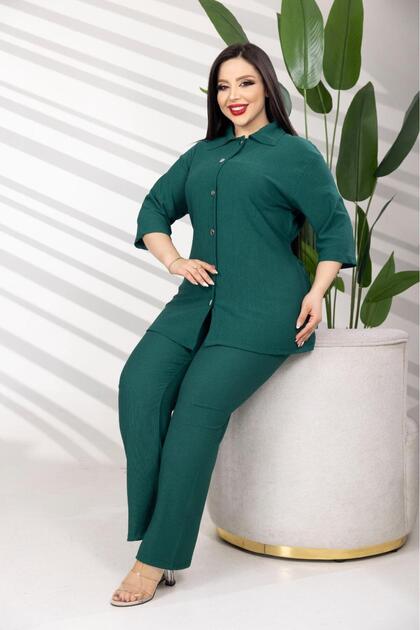 Bürümcük Wide-Leg Buttoned Collared and Belted Set
