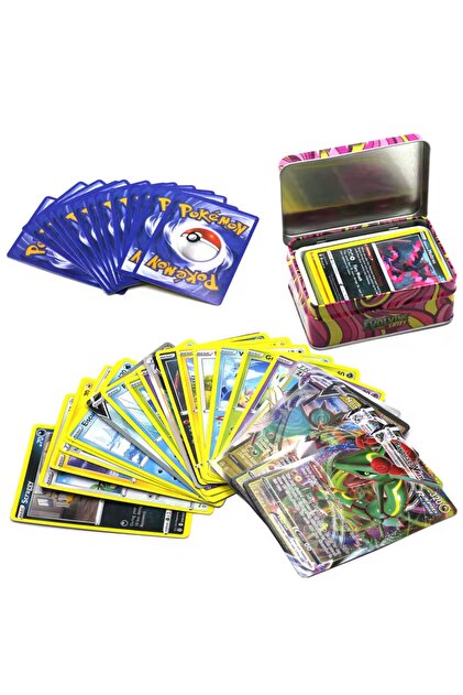 NB market Pokemon Metal Boxed Card 100 Pieces Pokekart Pokemon Card Silver  Tempest- Trendyol