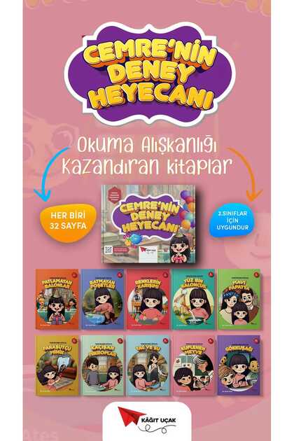 KAĞIT UÇAK YAYINLARI 2. 10-Piece Story Set for Classrooms CEMRE'NİN DENEY HEYECANI New Updated Product