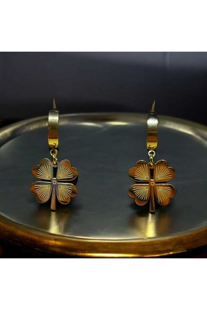 Steel Clover Earrings Gold