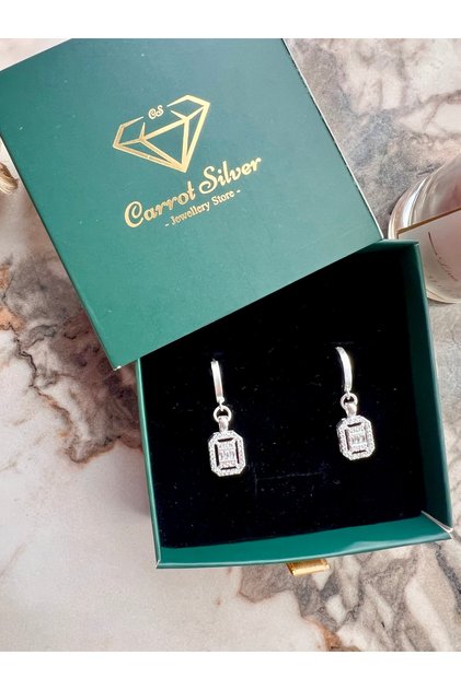 925 Ayar Gümüş Zirkon Taşlı Baget Küpe-earring series