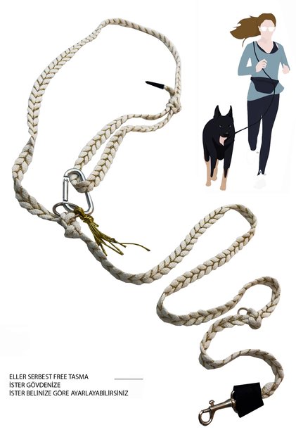 Yumuşak Dokulu Ekru Köpek Hands Free Koşu Ve Yürüyüş Gezdirme Tasması