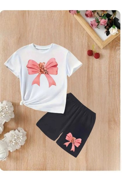 Children's "Kurdale" Custom Printed Crew Neck T-Shirt - Shorts Set