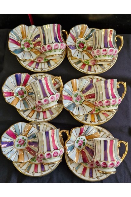 Bradulga Porcelain Hand Decor Painting Cup Set and Turkish Delight Bowl