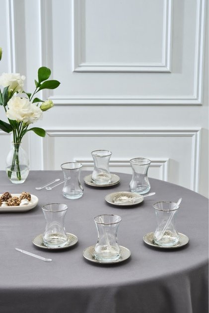 Ada 6 Kişilik 18 Parça Çay Seti Platin