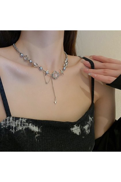 star necklace Women Thorn Desin Choker Necklace Fairy Glass Opal Necklace Collarbone Chain Necklace