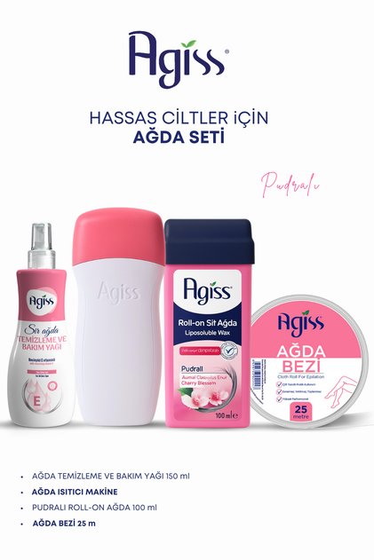 Isıtıcı Ağda Makinesi,Hassas Ciltler için Ağda 100 ml, 25 metre Ağda Bezi, Ağda Temizleme Yağı 150ml