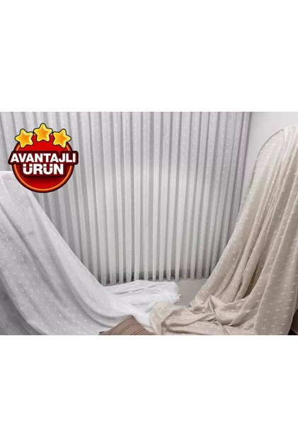 FLORİDA KETEN GÖRÜNÜMLÜ BOHEM TARZ PONPON 1/3 SIK PİLELİ TÜL PERDE APM
