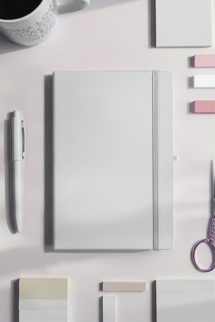 White Line Notebook Hard Cover Undated Agenda Notepad 13X21Cm