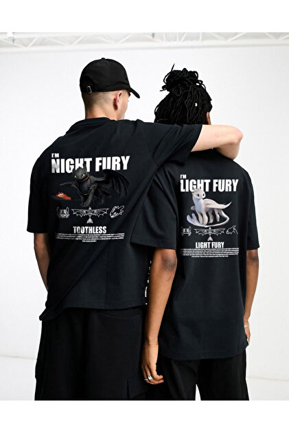 darkopia Unisex Erkek Kadın Light & Night Fury Baskılı Sevgili
